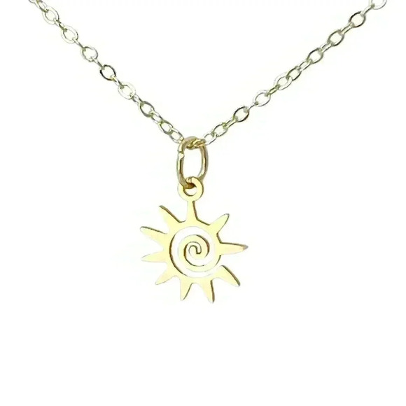 umbrellalaboratory Jewelry - Gold sun necklace, dainty minimalist sunshine jewelry